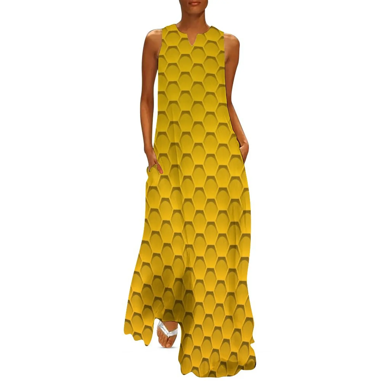 

Honeycomb Pattern - Great for Bee Halloween Costume Long Dress cute dress dress summer 2025 women evening dresses women