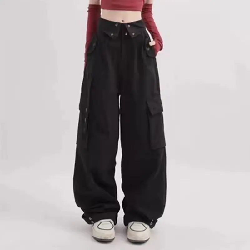 Ensemble deux pièces de style collège coréen pour femmes, haut à col polo, pantalon à jambes larges, vêtements de travail, printemps, automne