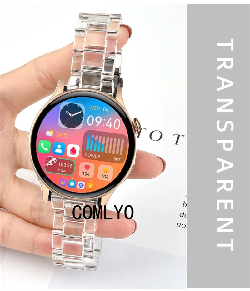 For AMOLED HK85 Smart Watch Strap Wristband Plastic Clear Women men Band Screen protector film