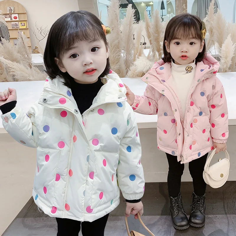 

Girls Down Coat Jacket Cotton Outwear Overcoat 2022 Warm Thicken Plus Velvet Winter Autumn School Gift Children's Clothing