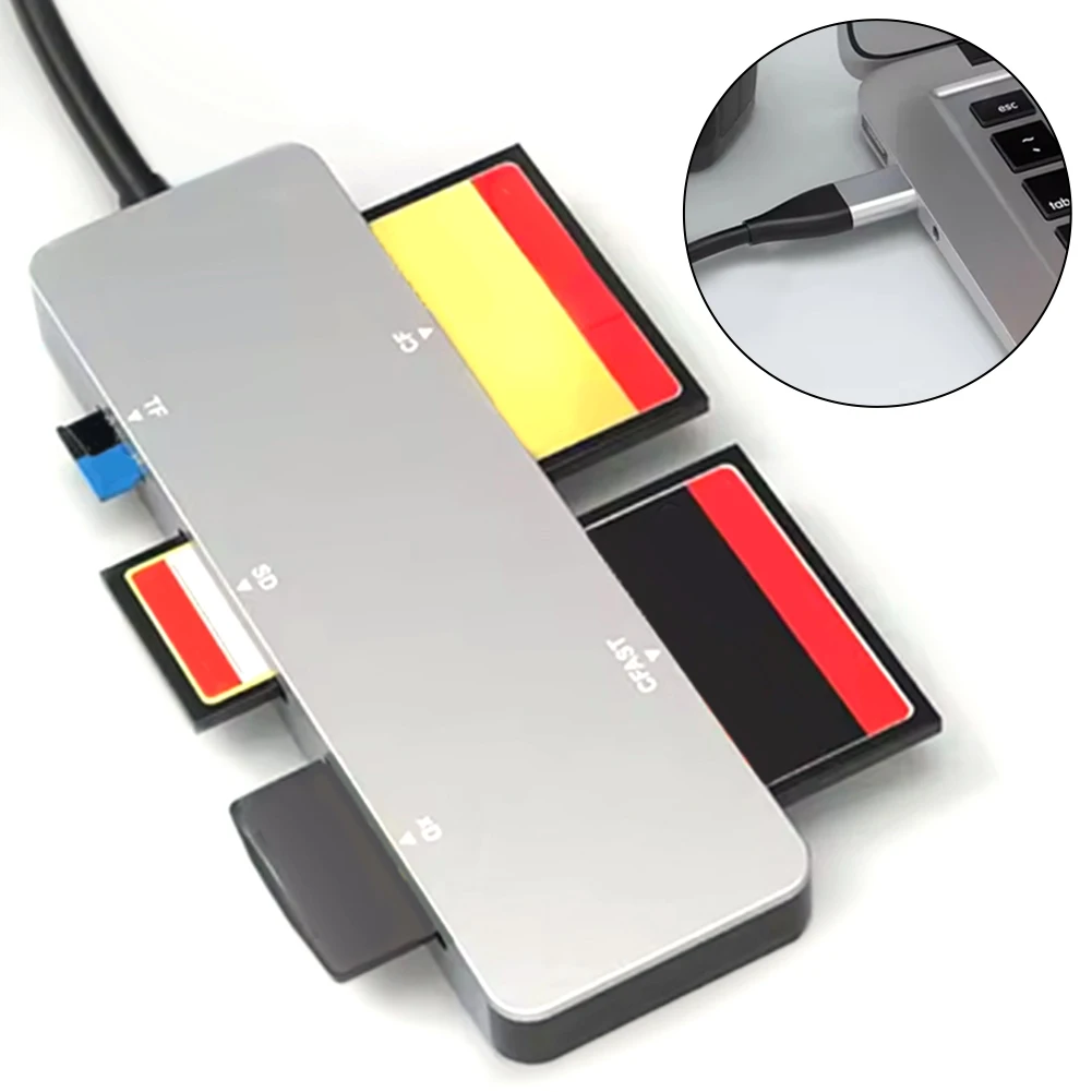 Pembaca Kartu 5 In 1 Semua Dalam Satu 5Gbps CFast + XD + CF + SD + TF Pembaca Kartu Memori Adaptor Tipe C & USB A untuk Aksesori Laptop PC