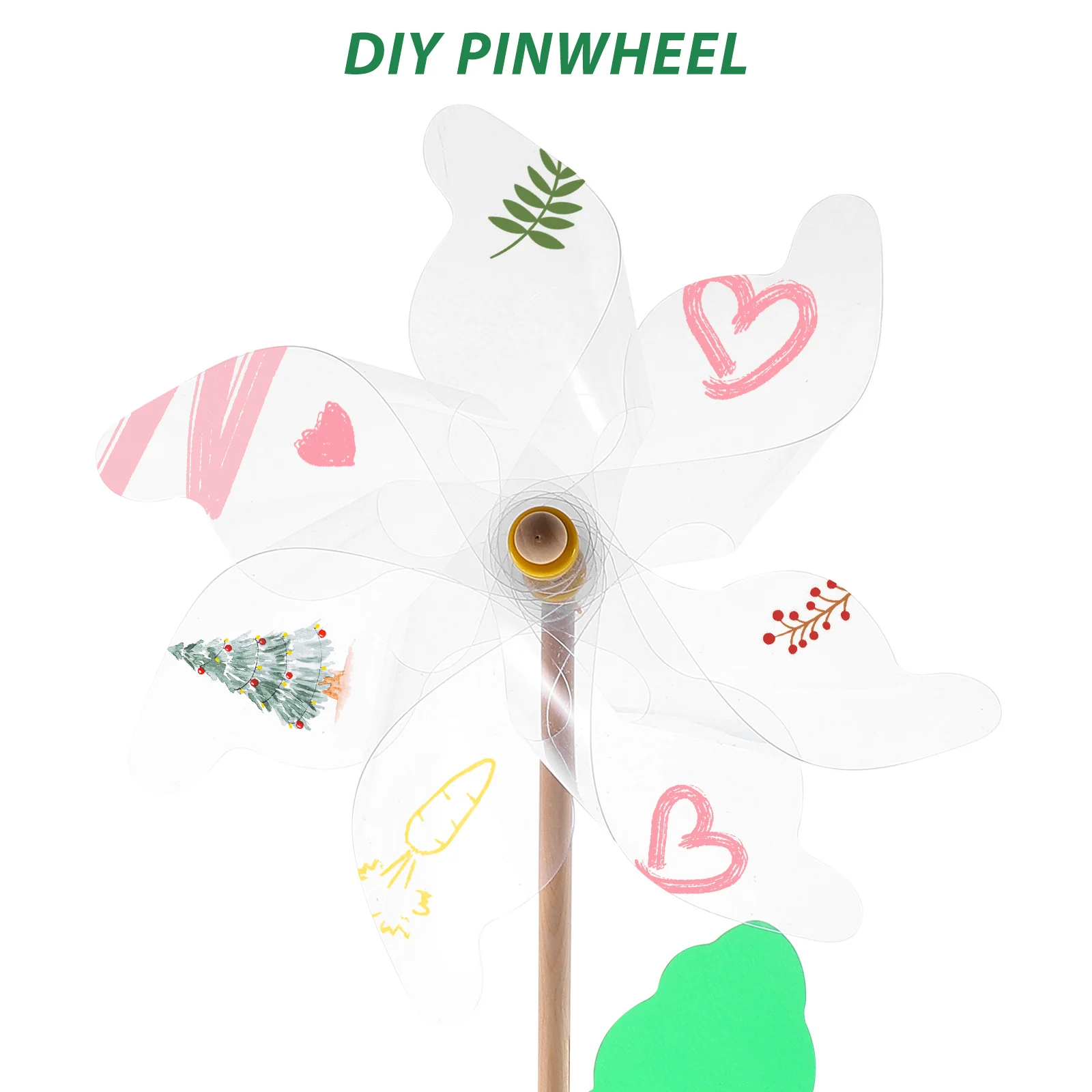 

Transparent PVC Windmill Pinwheel Kit Unpainted Pinwheels Blank Painting Manual Unfinished for Graffiti