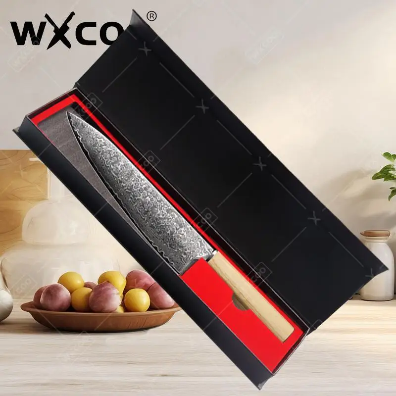WXCOO Japanese Kitchen Knife Sharp Chef's Knife Forged Meat Cleaver Kitchen Fish Filleting Cutter Sashimi Knife Damascus Steel