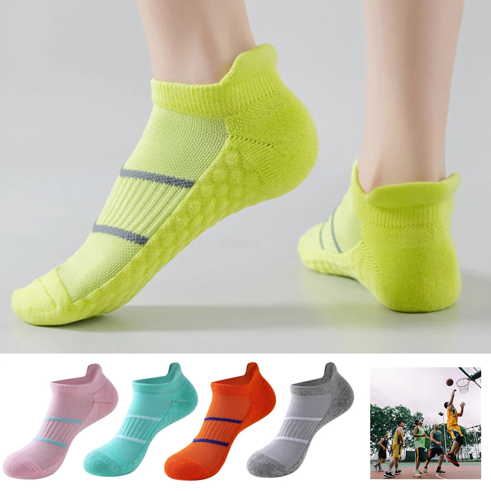 Men Sports Socks Towel Bottom Socks Solid Color Hosiery Running Socks Foot Ankle Socks Breathable Sweat Absorbent Fashion Lady