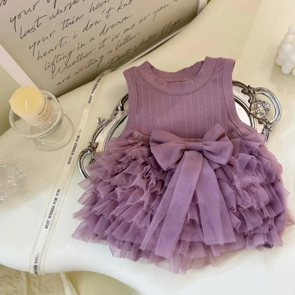 

Girl Baby Summer Clothing Set New Children's Tank Top Cute Cake Skirt Tutu Dress Fashionable Two Piece Set