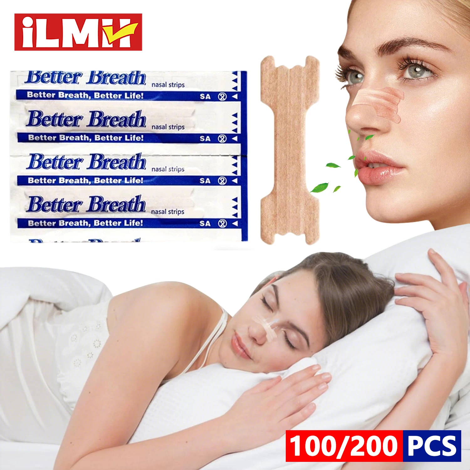 

10/50/100pcs Breathing Nasal Strips Right Way Stop Snoring Anti Snoring Strips Easier Better Breathe Health Care Sleeping Well