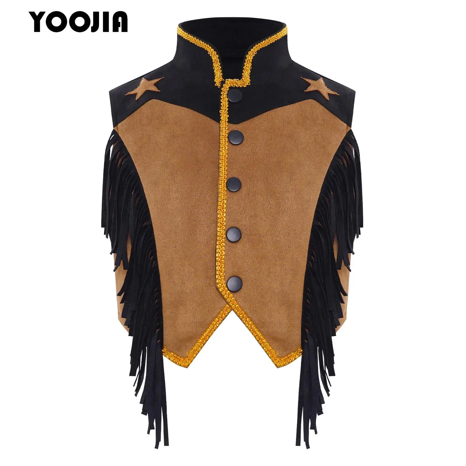 

Western Cowboy Cowgirl Costume for Kids Girls Wild West Cosplay Waistcoat Tassel Vest Halloween Carnival Party Fancy Dress Up