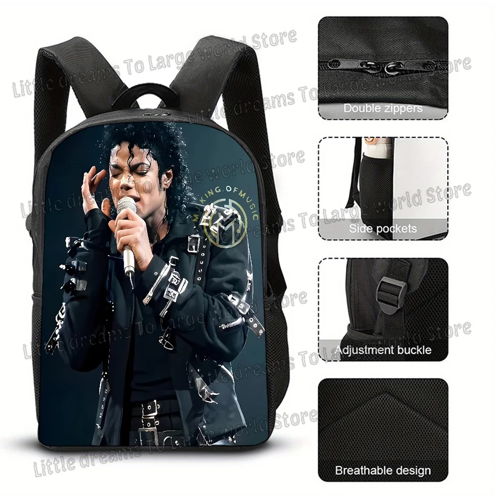 Michael Jackson Rugzakken Student 3D Printing 16 inch Schooltassen Jongens Meisjes Outdoor Sport Rugzak Grote Reisknapzak Cadeau