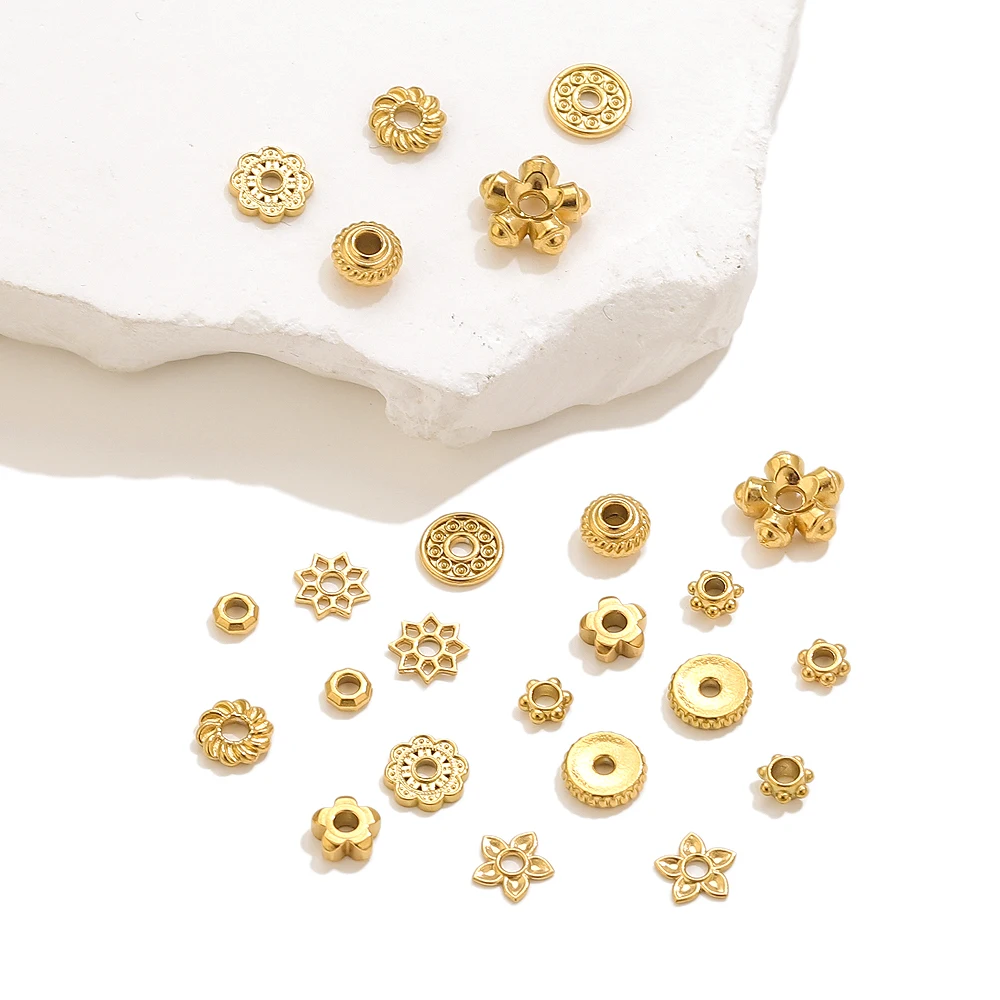 20 قطعة الفولاذ المقاوم للصدأ شقة مستديرة خزر عازل لسوار مجوهرات الذهب فضفاض الخرز Findings بها بنفسك النتائج مجوهرات الاكسسوارات اليدوية #5