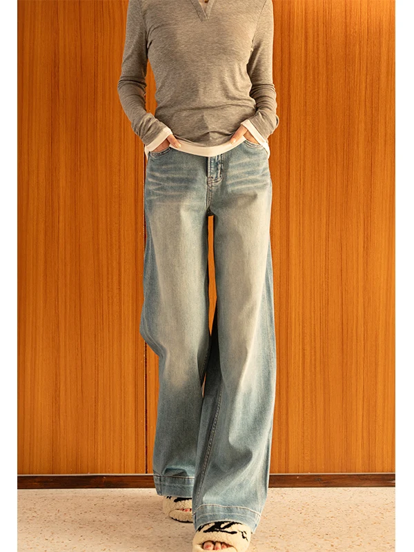 

Джинсы женские свободного кроя SerioLudere, синие, широкие штанины, повседневные, универсальные, весенние, хлопковые, с принтом «яйцо»