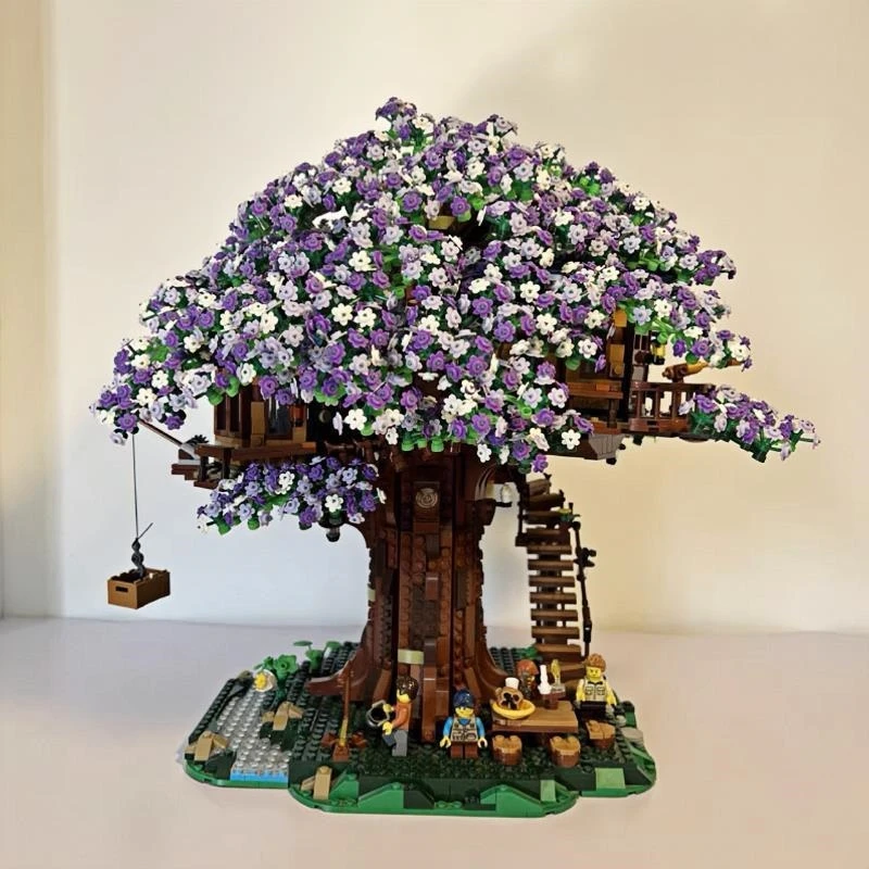 Rainbow Sakura Tree House Building Blocks Set Advanced For Girls Birthday Gift DIY Party Centerpiece Table Decor For Teens Kids