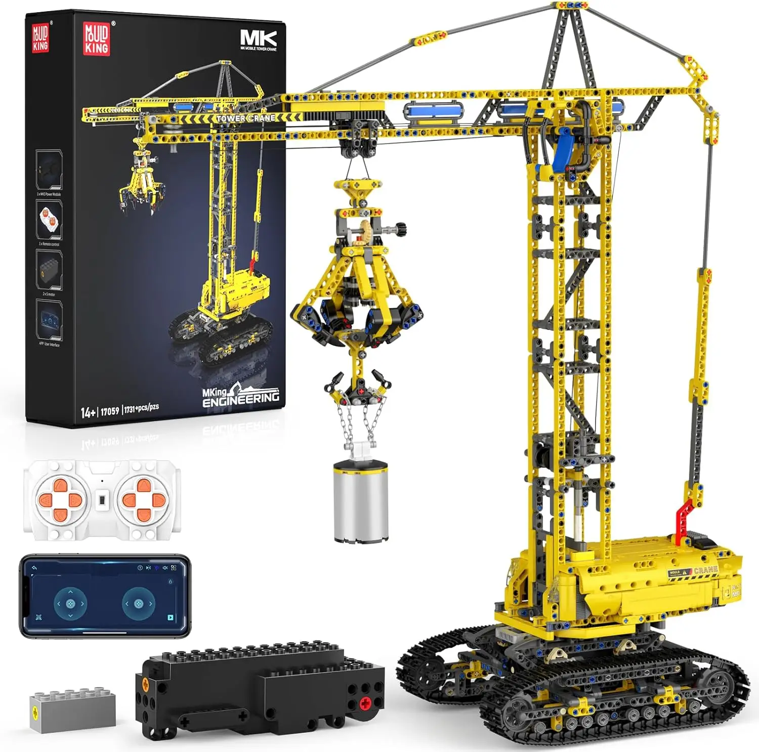 

RC Technic Crawler Crane Advanced Building Kit, DIY Mobile Construction Model Toy with APP Remote Control for Teen/Adult/Ki