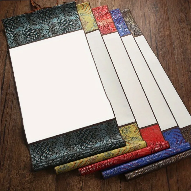 5pc Blank Asian Xuan Paper Art Wall Scrolls Traditional Decorative Hanging Scroll for Sumi-e Ink Painting Calligraphy Watercolor
