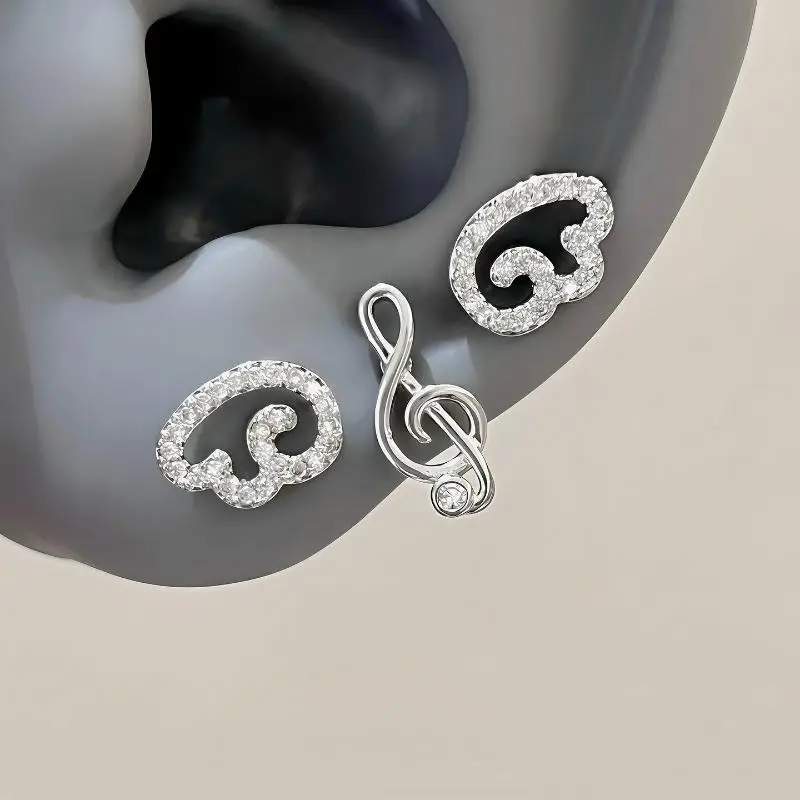 1/2/3Pcs Mini Angel Wings Musical Note Stud Earrings Stylish Minimalist Jewelry for Women Anniversary Souvenir Gifts