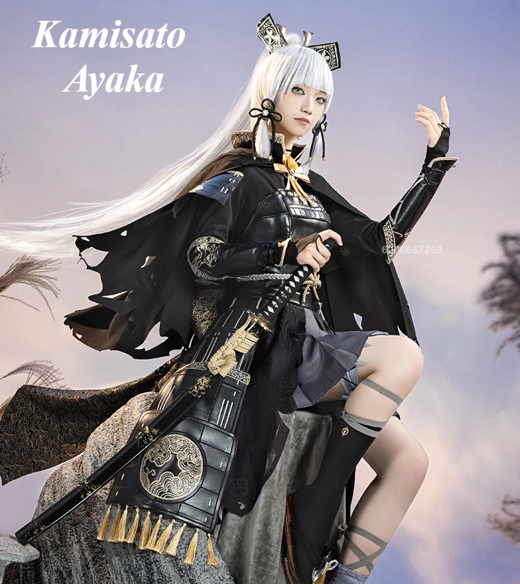 

Genshin Impact Kamisato Ayaka Cosplay Costume Anime Party Uniform Full Set Halloween Game Role Play Outfit for Women