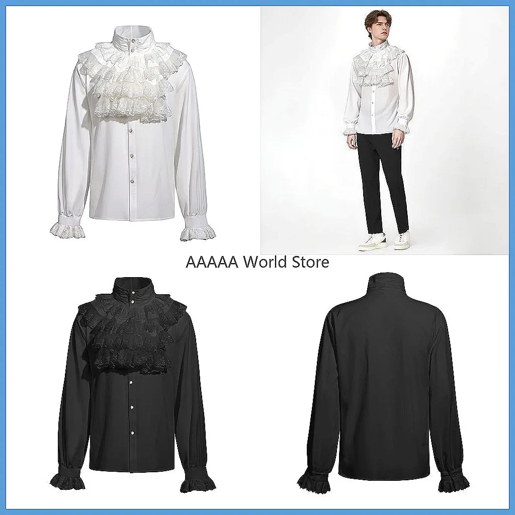 Chemise gothique victorienne pour homme, chemisier médiéval Prince Jabot avec volants pour costume de cosplay steampunk