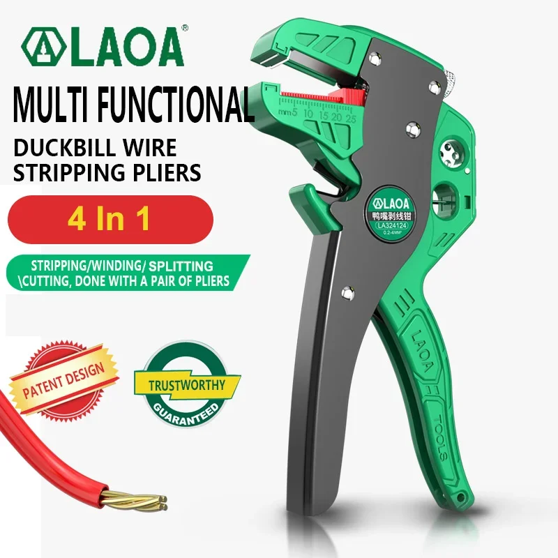 LAOA 4 in 1 Wire Stripper Multifunctional Duckbill Wire Stripping Tools Cable Cutting Nippers Adjustable Electrician Pliers