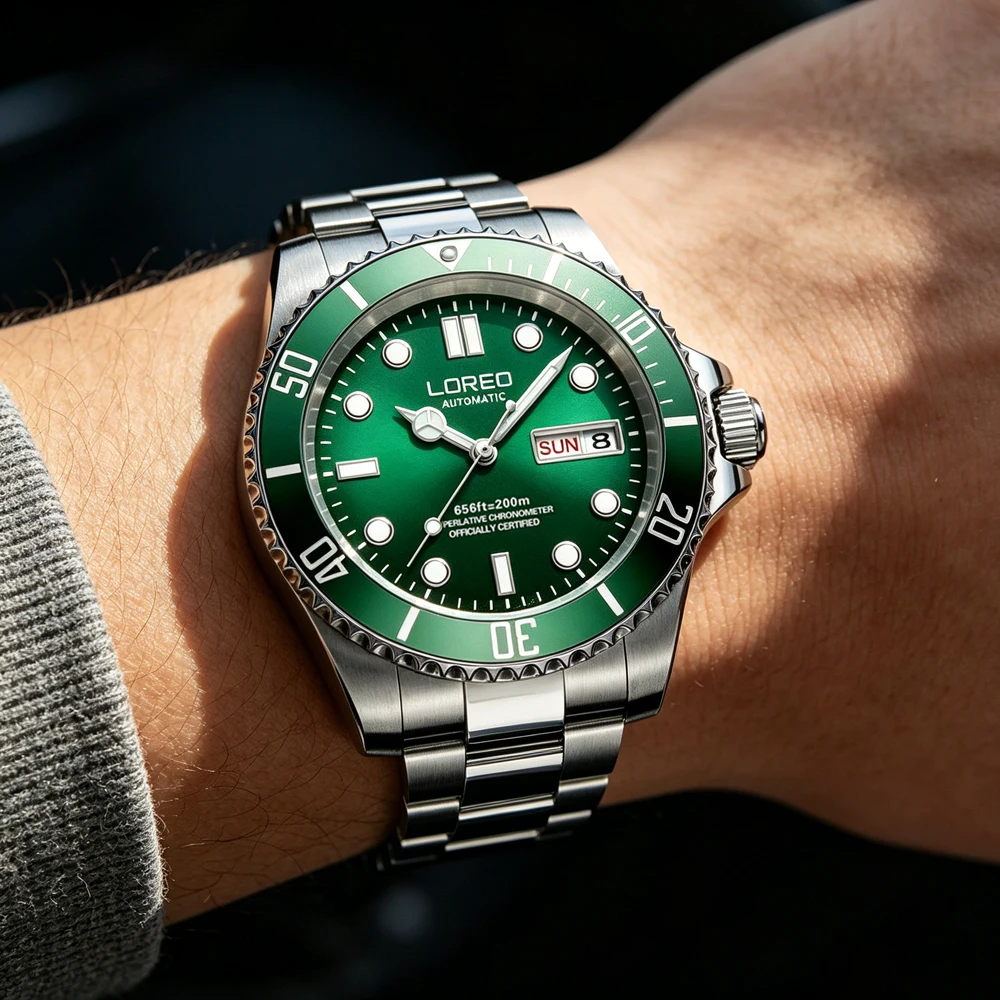 LOREO Diving Series Mechanical Wristwatches Sports Automatic Mechanical Seagull Movement Watch Sapphire 200m Waterproof