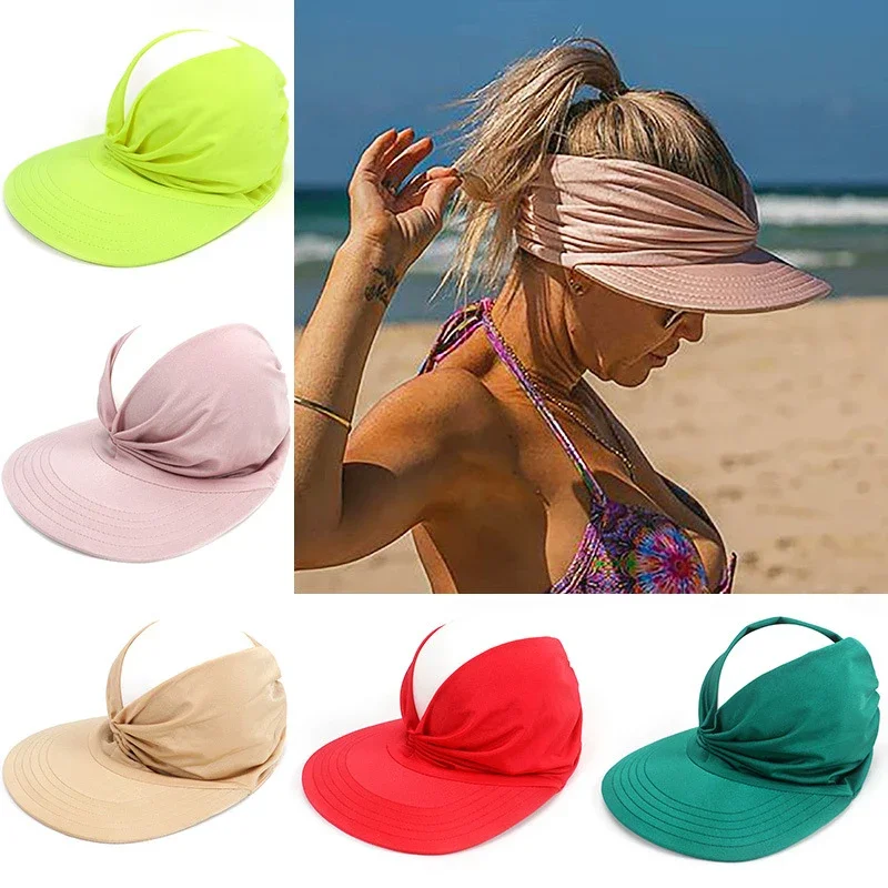 Women Sun Visor Sun Hat Women Anti-ultraviolet Elastic Hollow Top Hat Outdoor Quick-drying Sun Hats Summer Beach Hat 2021 New