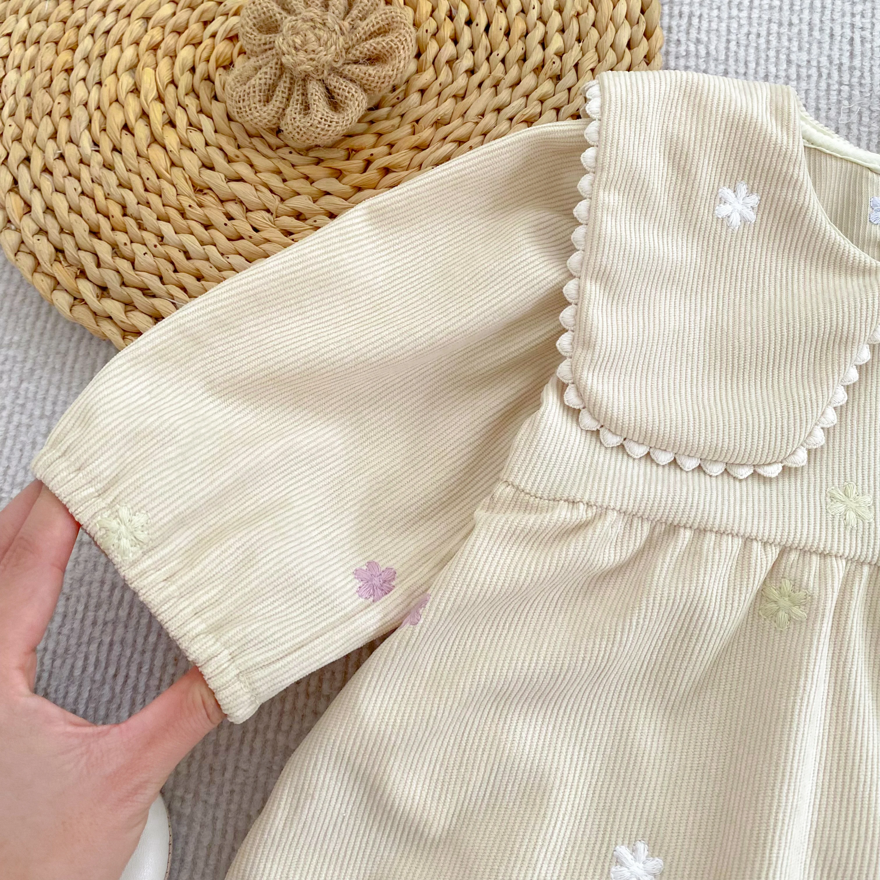 2026 Baby-Mädchen-Stramplerkleid Frühling Herbst Langarm Bunte Blumenstickerei Gestreifter Säuglings-Body Neugeborenes Mädchen 0-24M – Detail 10