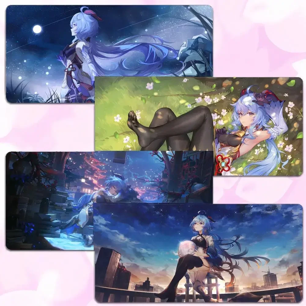 Game Character Genshin Impact Ganyu Mouse Pad Thick Lock Edge Gaming Desk Mat Large Size PC Mouse Pad Home decor