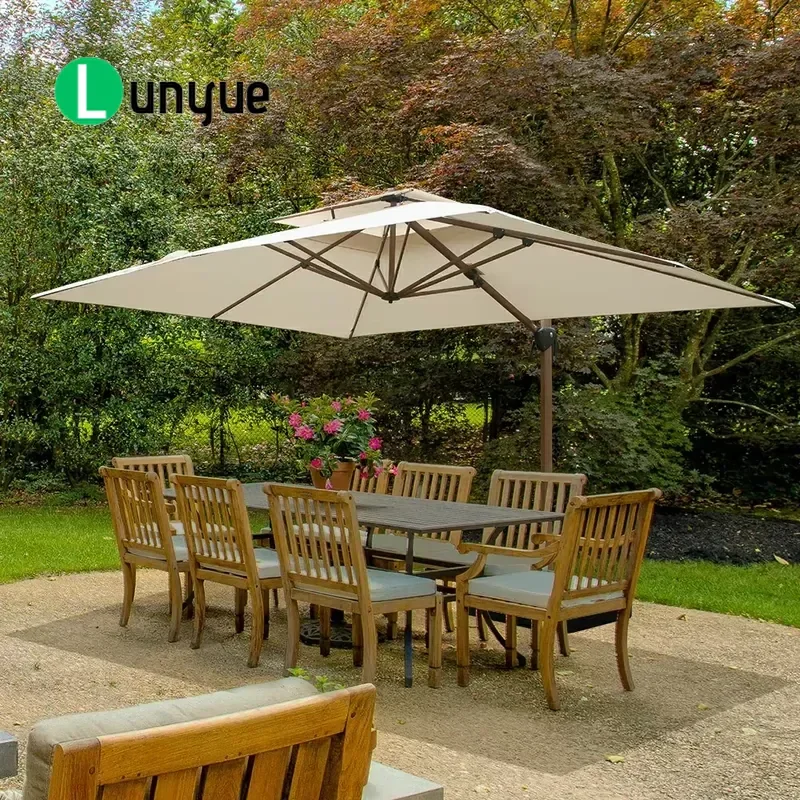 Stylish Cantilevered Outdoor Umbrella 360 Degree Rotating Garden Terrace Poolside Patio Parasol Flexible Sun Shade