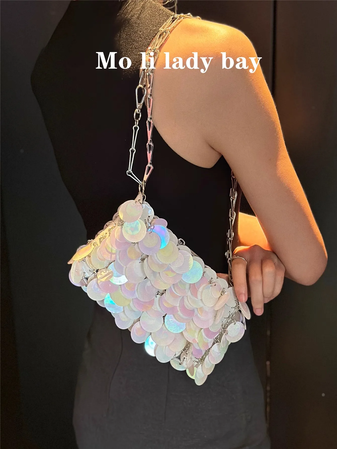 بريق لامعة الترتر حقيبة مربعة موضة المرأة حقيبة يد فاخرة مخلب محفظة حفل زفاف مأدبة حقيبة الكتف حقيبة كروسبودي #4