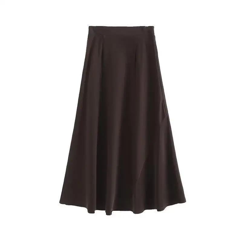 Maxdutti Southern French Elegant Women's Clothing Minimalist Woman Clothes Elegant Temperament Falling Satin Skirt Woman Skirts