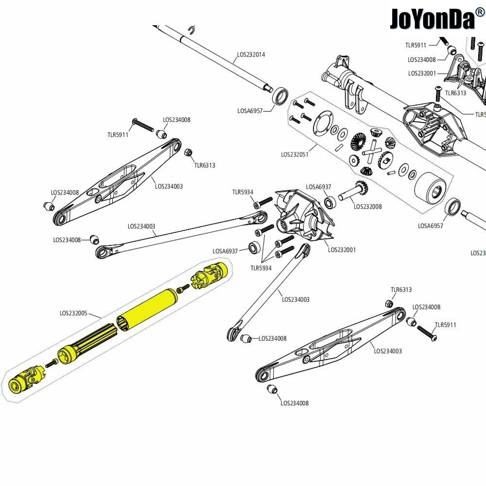 LOS232005เหล็กด้านหลังไดรฟ์ CVD สำหรับ mobil RC 1/10ทีม losi Baja ROCK Rey