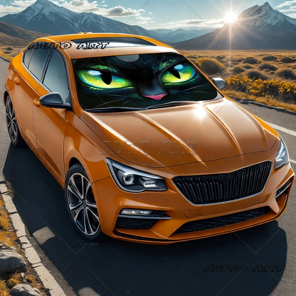 تتميز مظلة عين القطة السوداء الأنيقة على أغطية إكسسوارات حاجب أمامي للزجاج الأمامي غامضة وساحرة #6