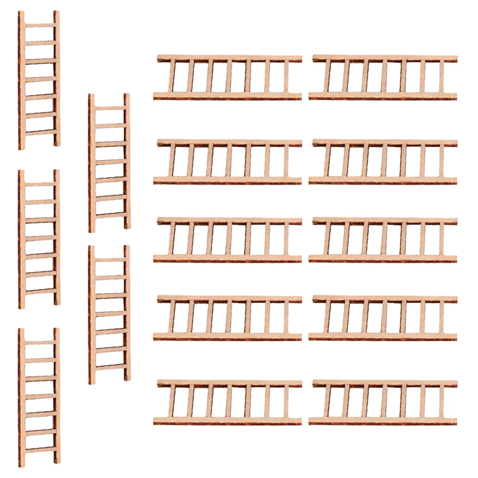 15Pcs Wooden Staircase Decor Set for Succulents Bonsai Terrariums Micro Landscaping Home Store Interior Design Creative Scenery