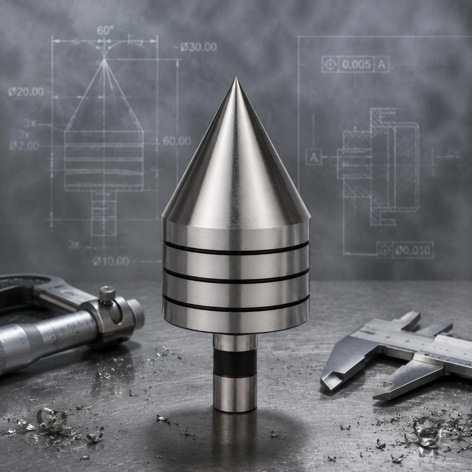 Lathe Central Point Machined Metal Live Central Point Machine Tool Part Polished Finish Shop Hardware Heavy Duty