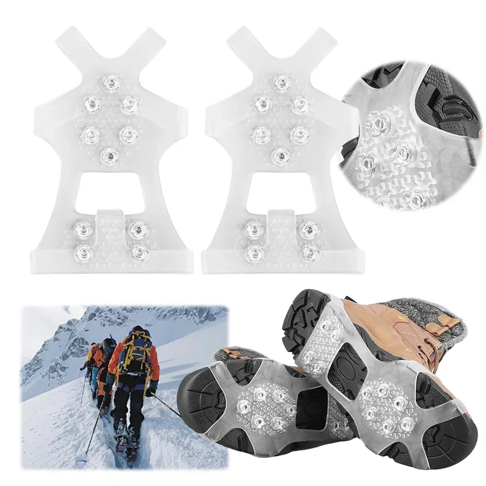 Steigeisen zum Klettern mit 10 Zähnen, Manganstahl, rutschfeste Eisstollen für Winterwandern, Eisfischen, Camping, Schnee, Wandern, Schuhüberzüge