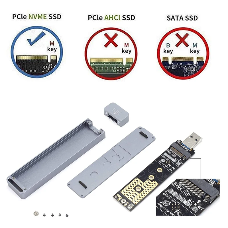 Aluminum Case Type-a Adapter Box Straight Connection Disk Drive Box M.2 Ssd Case Dual Protocol Usb 3.1 Adapter Box Ssd Adapter