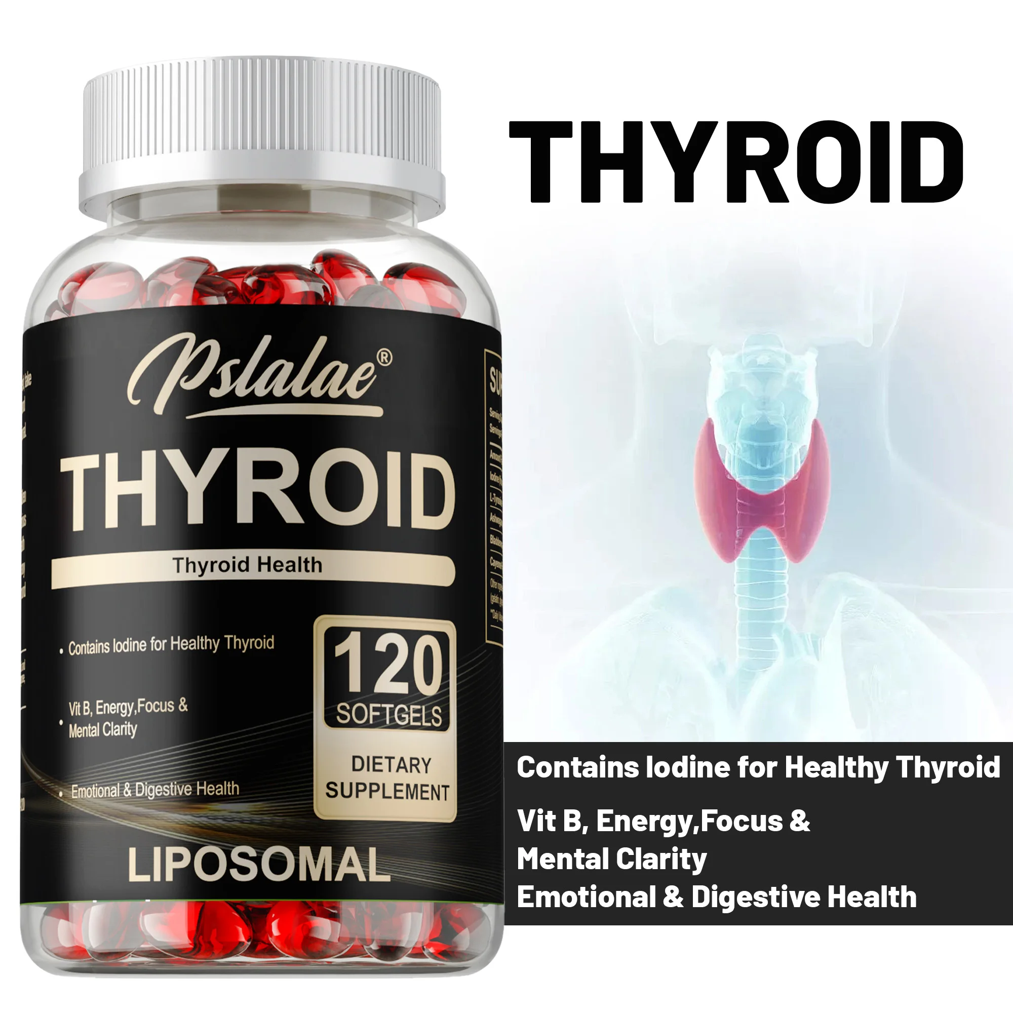 

Поддержка щитовидной железы — уменьшает усталость, улучшает энергию и фокус, метаболизм, способствует здоровью пищеварительной очистки — вегетарианский, без ГМО