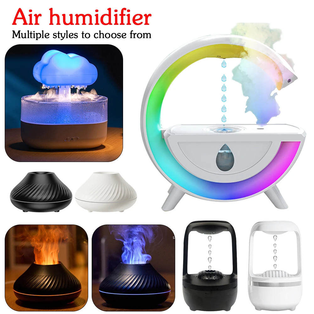 Water Droplet Air Humidifier 350ml Anti-gravity Aroma Diffuser RGB Night Light Weightless Sprayer Ultrasonic Cool Mist Maker