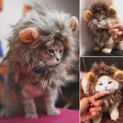 Cat Lion Wig Funny Costume Puppy Halloween Cosplay Dress Up Clothes Cute Pet Hat For Small Dog Kitten Party Accessories