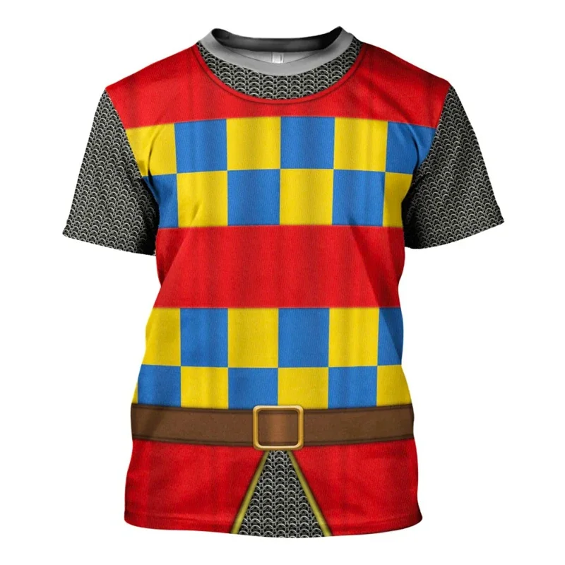 

Shirts Graphic Tee 2025 Medieval Holy Roman Empire Knight 3D Retro Street Tee Cosplay Graphic Men's Casual Short Sleeve Top New