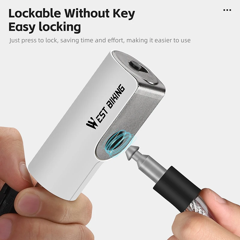 WEST BIKING Portable Bicycle Cable Lock Durable Anti Theft Safety Lock MTB Road Bike Motorcycle E-bike Scooter Lock With 2 Keys