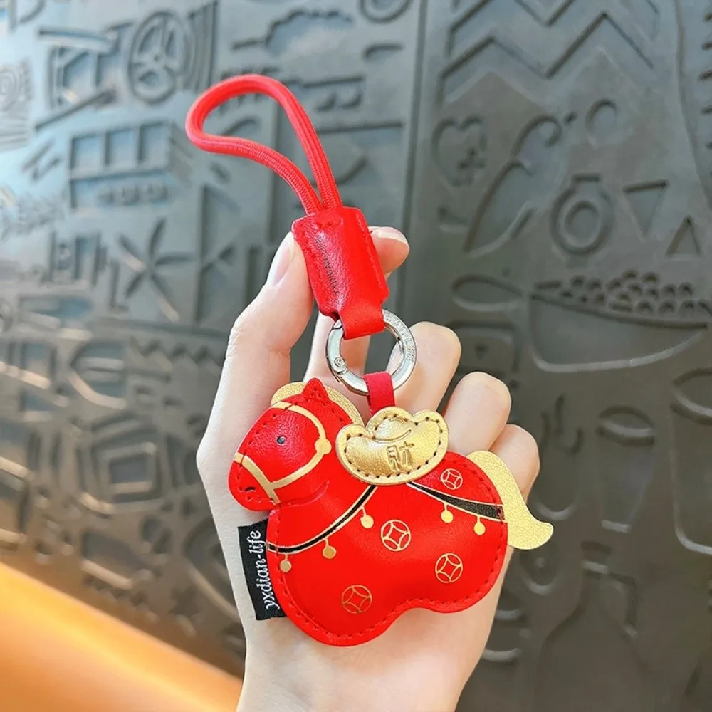 

New Cartoon Horse Keychain Leather Chinese New Year Zodiac Pendant Year of Horse Bag Pendants Home Decor