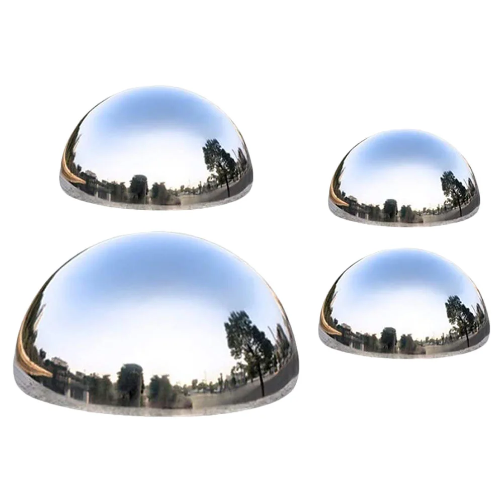 4 Pcs Lawn Reflective Ball Stainless Steel Ground Decoration Set Gazing Globe Mirror Balls Solar Lamp