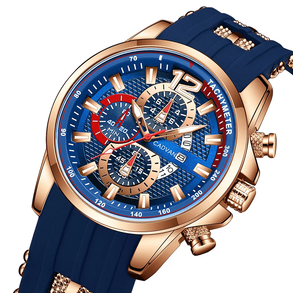 CADVAN Men's Sports Watch, Soft Silicone Strap Calendar Watch - Available in Multiple Colors, Shipped with Gift Box