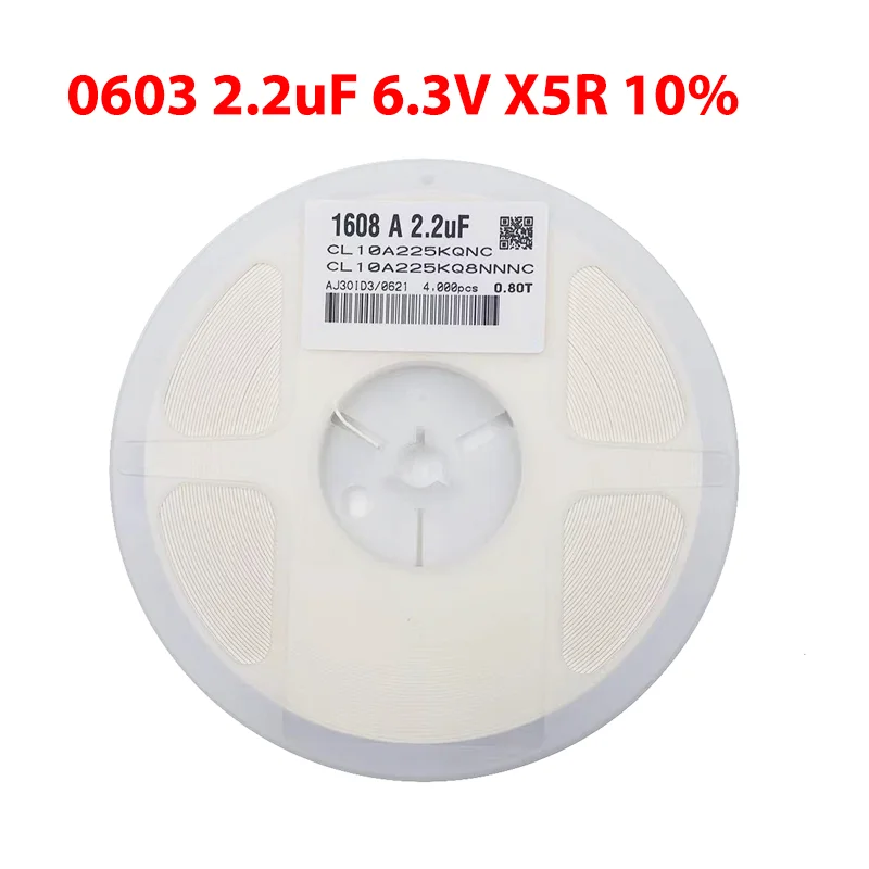 

0603 2.2uF 6.3V X5R 10%,CL10A225KQ8NNNC,4000 pcs ,SMD Capacitor