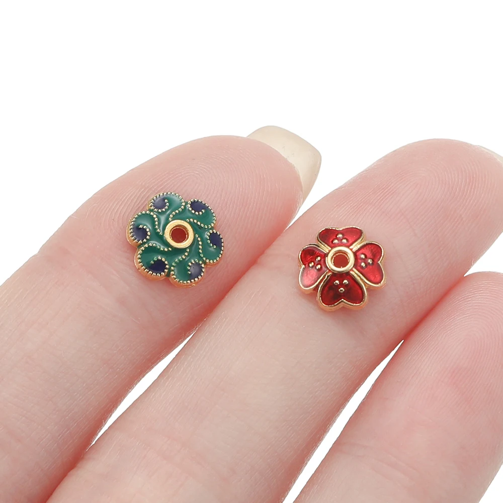 10pcs/lot Metal Loose Spacer Beads Flowers Caps For DIY End Spacer Charms Necklace Bracelets Earring Jewelry Making Craft