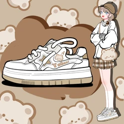 Amy and Michael Cute Girls Students White Casual Tennis Shoes Female Women Sports Chunky Sneakers Low Top Comfortable Trainers