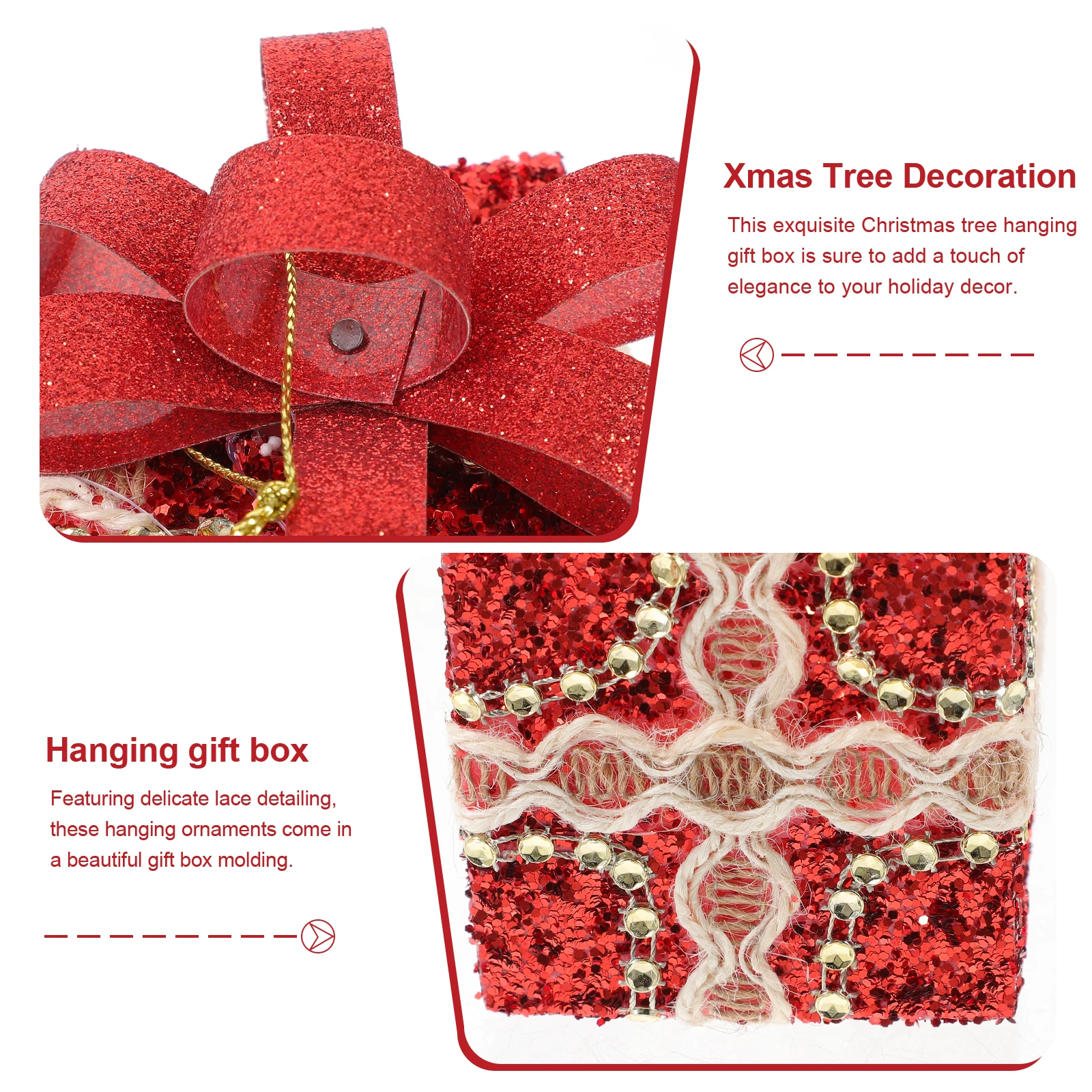 

3 Pcs Christmas Tree Pendant Mini Present Boxes Hanging Decors Small Favor Party Gift
