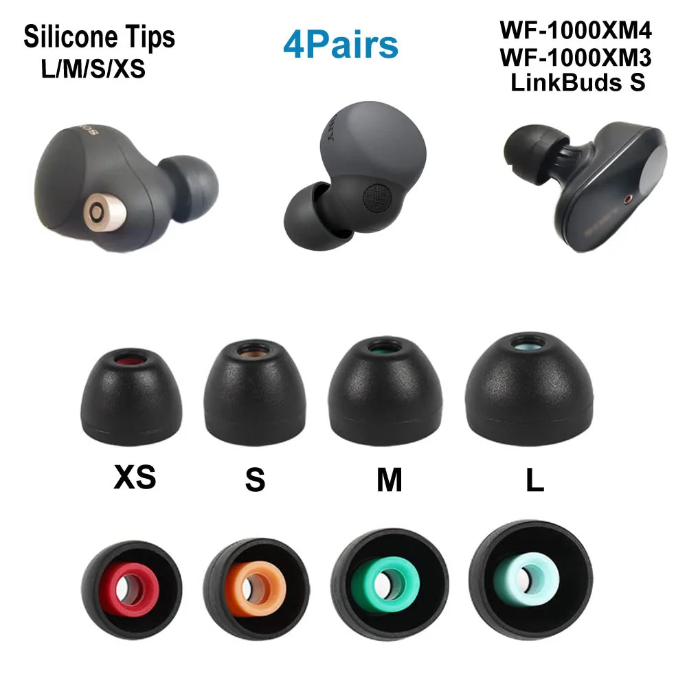 8PCS Silicone Ear Tips for Sony WF-1000XM4 WF-1000XM3 LinkBuds S Earbuds Eartips WF-C500 WF-C700N WF-SP800N WF-XB700 L/M/S/XS