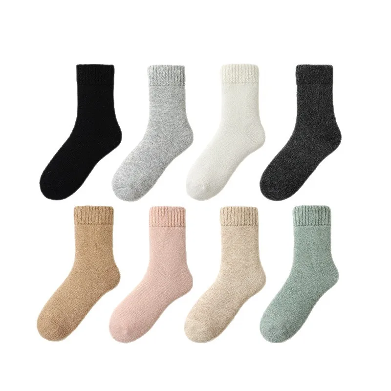

3 пары женских носков, шерстяные зимние теплые носки, цветные толстые плюшевые носки из ангоры с кроликом, волосатые мягкие послеродовые носки для сна