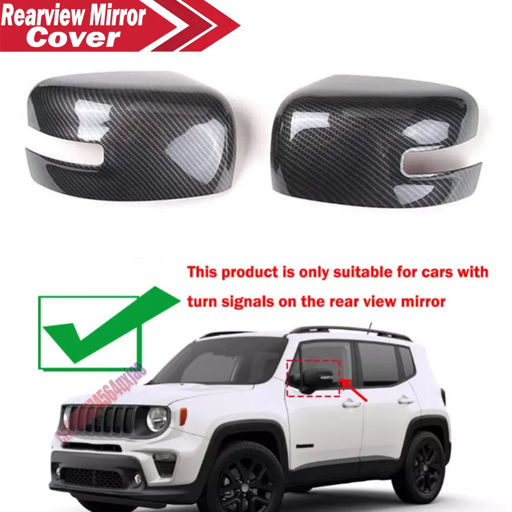 For Jeep Renegade 2016-2021 ABS Car Rearview Side Mirror Cover Wing Cap Exterior Door Trim Adhesive Sticker