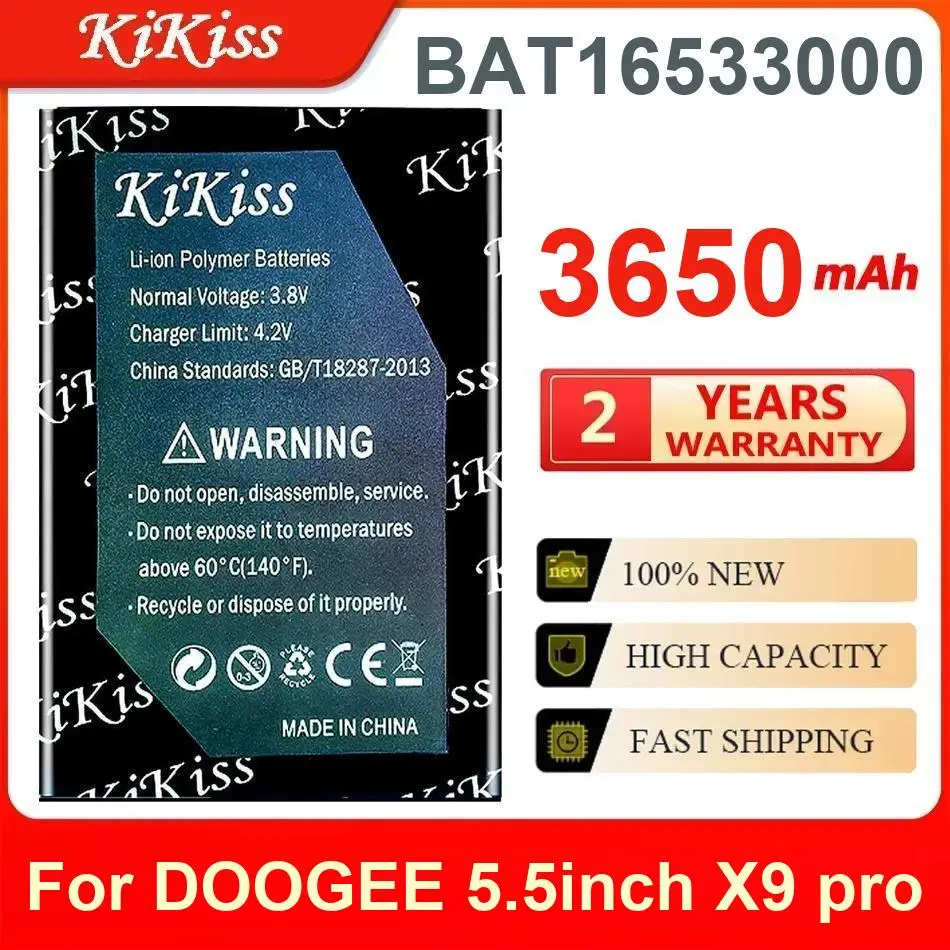 

Долговечный аккумулятор большой емкости для мобильного телефона BAT16533000 для Doogee X9 Pro 3650 мАч